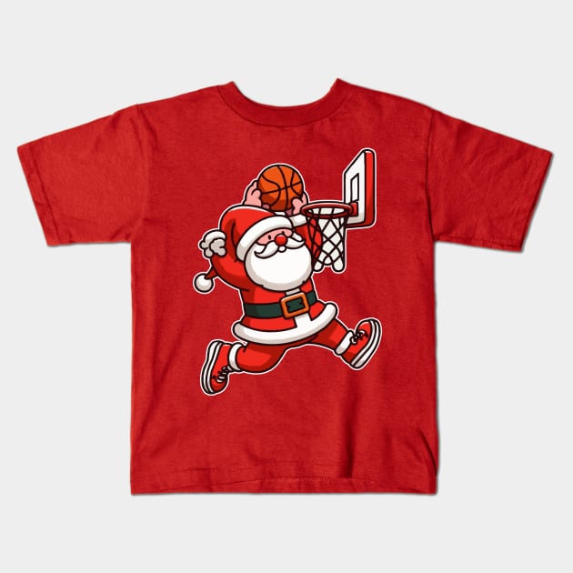 Santa Basketball Kids T-Shirt by fikriamrullah